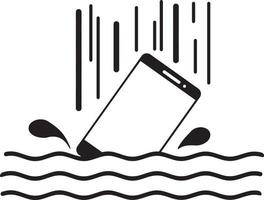 smartphone cadere in acqua con schizzi vettore