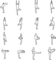 yoga pone illustrazione vettoriale contorno schizzo disegnato a mano