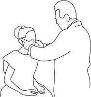 medico maschio controlla le guance della paziente vettore