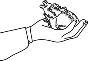 mano che tiene un cuore umano illustrazione vettoriale heart
