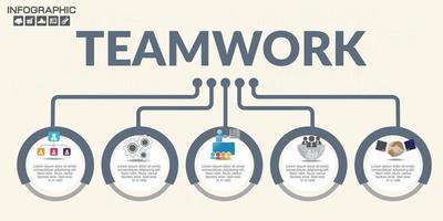 infografica del concetto di lavoro di squadra con icone. vettore