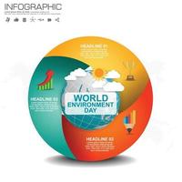 globo terrestre con infografica vettoriale. concetto di giornata mondiale dell'ambiente. vettore