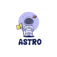 disegno del logo della mascotte dell'astronauta spaziale vettore