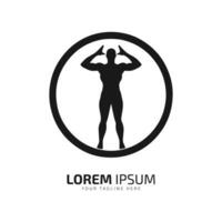 minimo e astratto logo di Palestra vettore uomo icona fitness silhouette isolato modello design Palestra club un' uomo in piedi nel cerchio