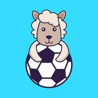 pecore carine che giocano a calcio. vettore