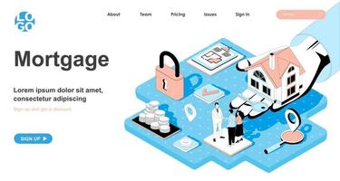 concetto isometrico ipotecario per landing page vettore
