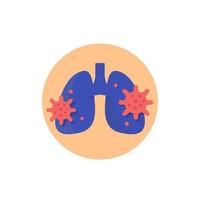 icona di polmonite con virus e polmoni vettore