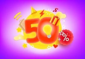 Concetto di sconto per lo shopping del 50 percento vettore