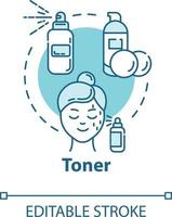 toner, detergente per la pelle, icona del concetto di cura del viso vettore