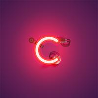 Carattere al neon realistico rosso con fili e console da un fontset, illustrazione vettoriale