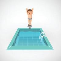 illustrazione di un ragazzo isolato e una piscina vettore