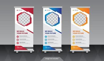 moderna tendenza pubblicitaria business roll up banner stand poster design vettore