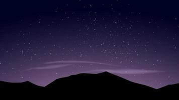 illustrazione di sagoma di montagna con cielo stellato vettore