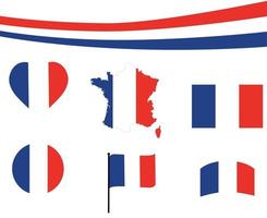 bandiera della francia mappa nastro e cuore icone illustrazione vettoriale abstract