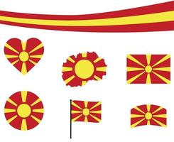 macedonia bandiera mappa nastro e cuore icone vector abstract