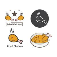 illustrazione del logo dell'icona del pollo fritto vettore