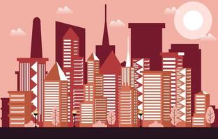 giorno sole città moderna grattacielo edificio paesaggio urbano skyline illustrazione vettore