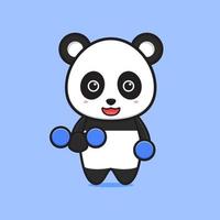 panda panda sollevamento pesi icona del fumetto illustrazione vettoriale