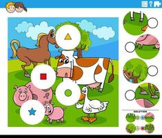 incontro pezzi gioco con cartone animato azienda agricola animali vettore
