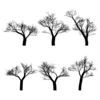 set di silhouette di alberi nudi neri. isolato disegnato a mano. vettore