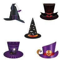 Halloween festa costume elemento spaventoso decorato cappelli vettore