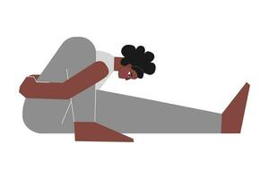 vettore isolato concetto con piatto femmina africano americano carattere. forte donna impara posizione marichyasana io a yoga classe. fitness esercizio - posa dedito per il saggio marichi io