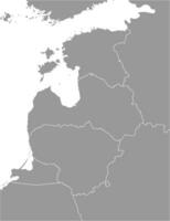 vettore isolato illustrazione di semplificato politico carta geografica di baltico stati Estonia, Lettonia, Lituania e più vicino Paesi. frontiere di il stati. grigio sagome. bianca schema e sfondo.