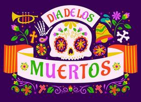 dia de los muertos tifografia saluto carta design vettore