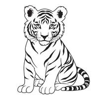 nero e bianca tigre disegni su un' bianca sfondo vettore