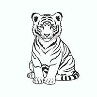 nero e bianca tigre disegni su un' bianca sfondo vettore