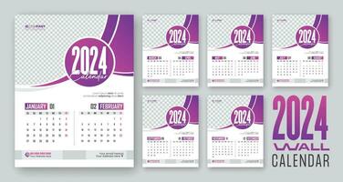 2024 moderno parete calendario design disposizione vettore illustrazione