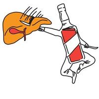 metafora alcol che uccide il tuo fegato vettore