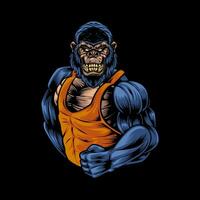 gorilla fitness cartone animato logo 5 vettore