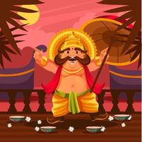 re Mahabali al festival di onam vettore