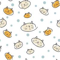 doodle style vector seamless pattern di museruole e gocce di gatto