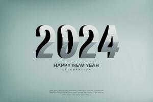 contento nuovo anno 2024 con dimensionale effetto design modello vettore