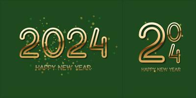 contento nuovo anno 2024. d'oro 3d numeri con oro coriandoli e bianca stile su elegante sfondo vettore