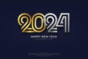 contento nuovo anno numero logo Materiale per contento nuovo anno 2024 celebrazione. premio design vettore per manifesto