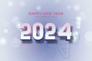 004felice nuovo anno 2024 3d cinematico arcobaleno splendore testo per bandiera o manifesto vettore