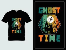 Halloween t camicia design illustrazione vettore fantasma tempo