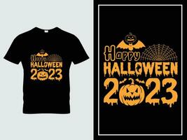 contento Halloween 2023 t camicia design illustrazione vettore