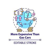 icona del concetto di differenza di costo dei veicoli elettrici. vettore