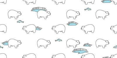 orso senza soluzione di continuità modello polare orso vettore iceberg pesce sciarpa isolato cartone animato ripetere sfondo piastrella sfondo illustrazione scarabocchio design