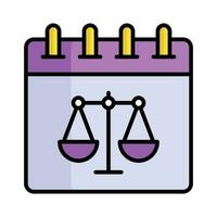 equilibrio scala su calendario concetto vettore di legge, costituzione giorno icona design