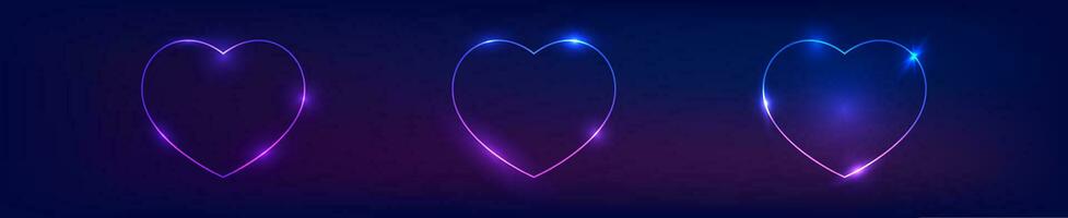 neon telaio nel cuore modulo con splendente effetti vettore