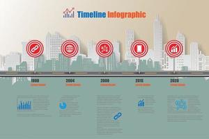 modello di infografica timeline della tabella di marcia aziendale con cartello stradale vettore