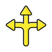 tre modo direzione freccia cartello, strada cartello direzione icona, vettore illustrazione