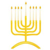 hanukkah candeliere con candele isolato su bianca sfondo vettore