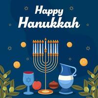 vettore design contento hanukkah illustrazione nel piatto stile