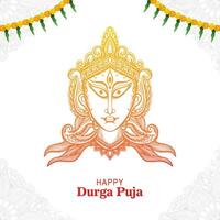 dea Durga viso nel contento Durga puja carta sfondo vettore